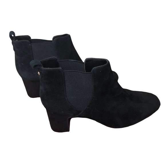 Anne Klein Gisela Suede Leather Booties Black with Block Heel SZ 7.5 - Picture 2 of 6
